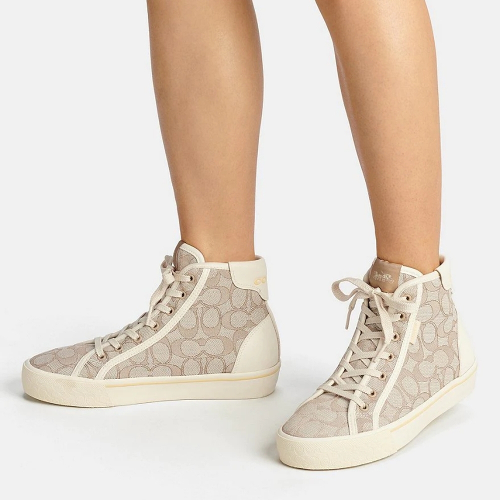 Coach Citysole Jacquard Logo High top Platform Sneakers - Picture 4 of 8